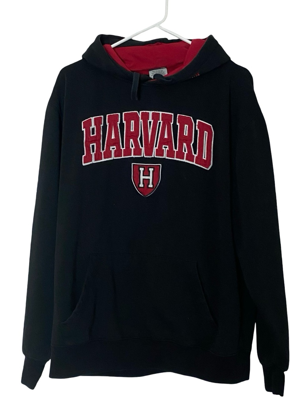 Harvard Sweatshirt Hoodie Pullover Mens Size XL Unisex Pocket Black Red Logo